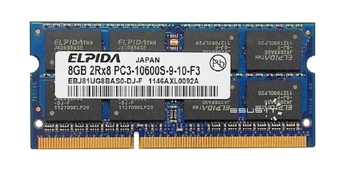 Memoria RAM 1x 8GB ELPIDA SO-DIMM DDR3 1333MHz PC3-10600 | EBJ81UG8BAS0-DJ-F