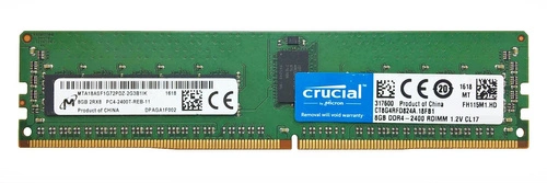 Memoria RAM 1x 8GB Micron ECC REGISTERED DDR4 2Rx8 2400MHz PC4-19200 RDIMM | MTA18ASF1G72PDZ-2G3