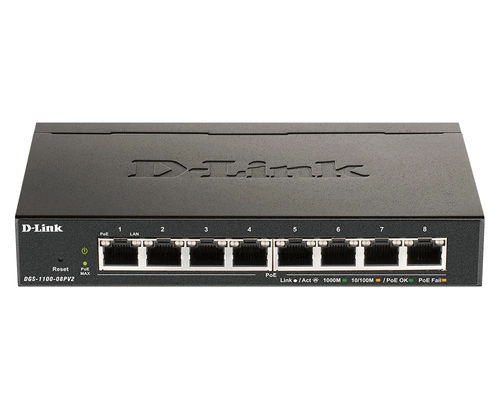 Interruttore D-Link DGS-1100-08PV2/E 8x 1Gb 64 W PoE+