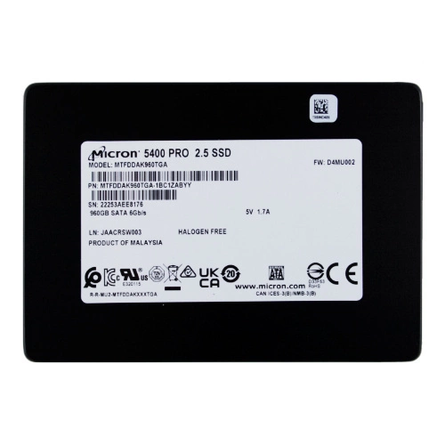 SSD disco Micron 5400 PRO 960GB 2.5'' SATA 6Gb/s TLC 3D-NAND | MTFDDAK960TGA-1BC1ZABYYR
