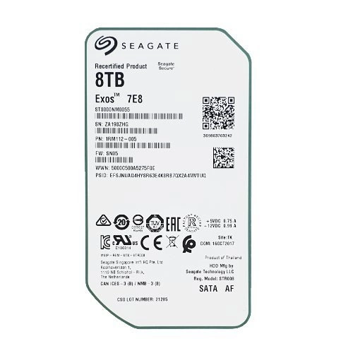 Disco rigido Seagate Exos 7E8 3.5'' HDD 8TB 7200RPM SATA 6Gb/s 256MB | ST8000NM0055-RCF Recertified