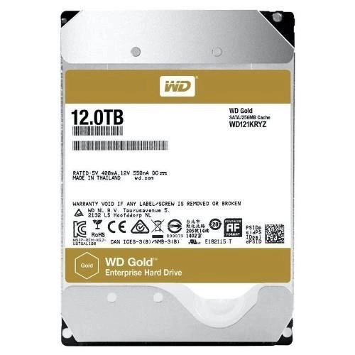 Disco rigido Western Digital GOLD 3.5'' HDD 12TB 7200RPM SATA 6Gb/s 512MB | WD122KRYZ