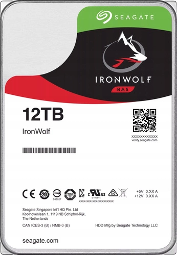 Disco rigido Seagate IronWolf 3.5'' HDD 12TB 7200RPM SATA 6Gb/s 256MB | ST12000NVN0007-REC