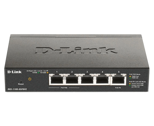 Interruttore D-Link DGS-1100-05PDV2 5x 1Gb 18 W PoE+