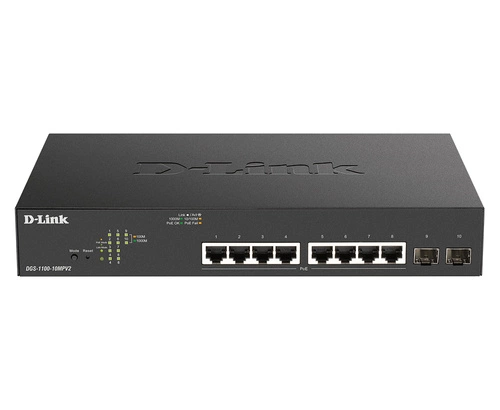 Interruttore D-Link DGS-1100-10MPV2/E 8x 1Gb 2x SFP 130 W PoE+