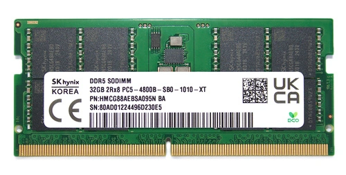 Memoria RAM 1x 32 GB Hynix SO-DIMM DDR5 4800MHz PC5-38400 | HMCG88AEBSA095N