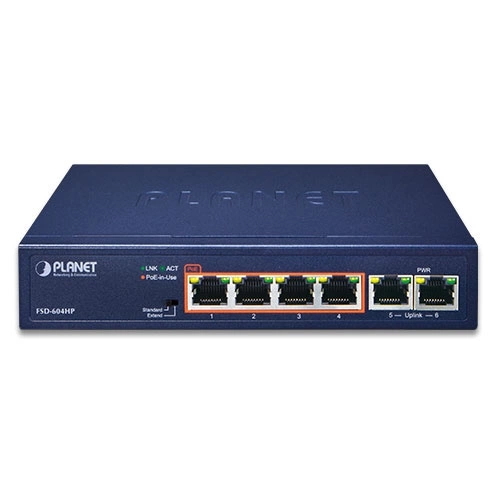 Interruttore Planet FSD-604HP 6x 100Mb 60 W PoE+