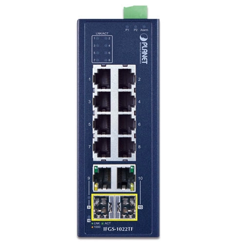 Interruttore Planet IFGS-1022TF 8x 100Mb 2x RJ-45/SFP