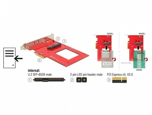 Delock Card PCI Express x4 > 1x U.2 NVMe SFF-8639 | 89469