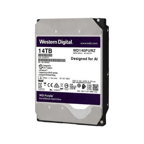 Disco rigido Western Digital PURPLE 3.5'' HDD 14TB 7200RPM SATA 6Gb/s 512MB | WD140PURZ