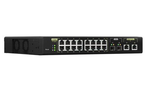 Interruttore QNAP QSW-M2116P-2T2S 16x 2.5Gb | 2x 10Gb 2x SFP+ 280 W PoE+/PoE++