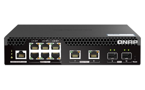 Interruttore QNAP QSW-M2106PR-2S2T 6x 2.5Gb | 2x 10Gb 2x SFP+ 310 W PoE+/PoE++