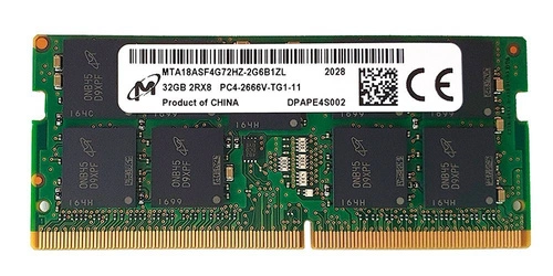 Memoria RAM 1x 32GB Micron DDR4 2Rx8 2666MHz PC4-21300 SODIMM ECC  | MTA18ASF4G72HZ-2G6