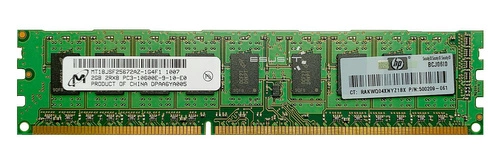 Memoria RAM 1x 2GB Micron ECC UNBUFFERED DDR3 2Rx8 1333MHz PC3-10600 UDIMM | MT18JSF25672AZ-1G4